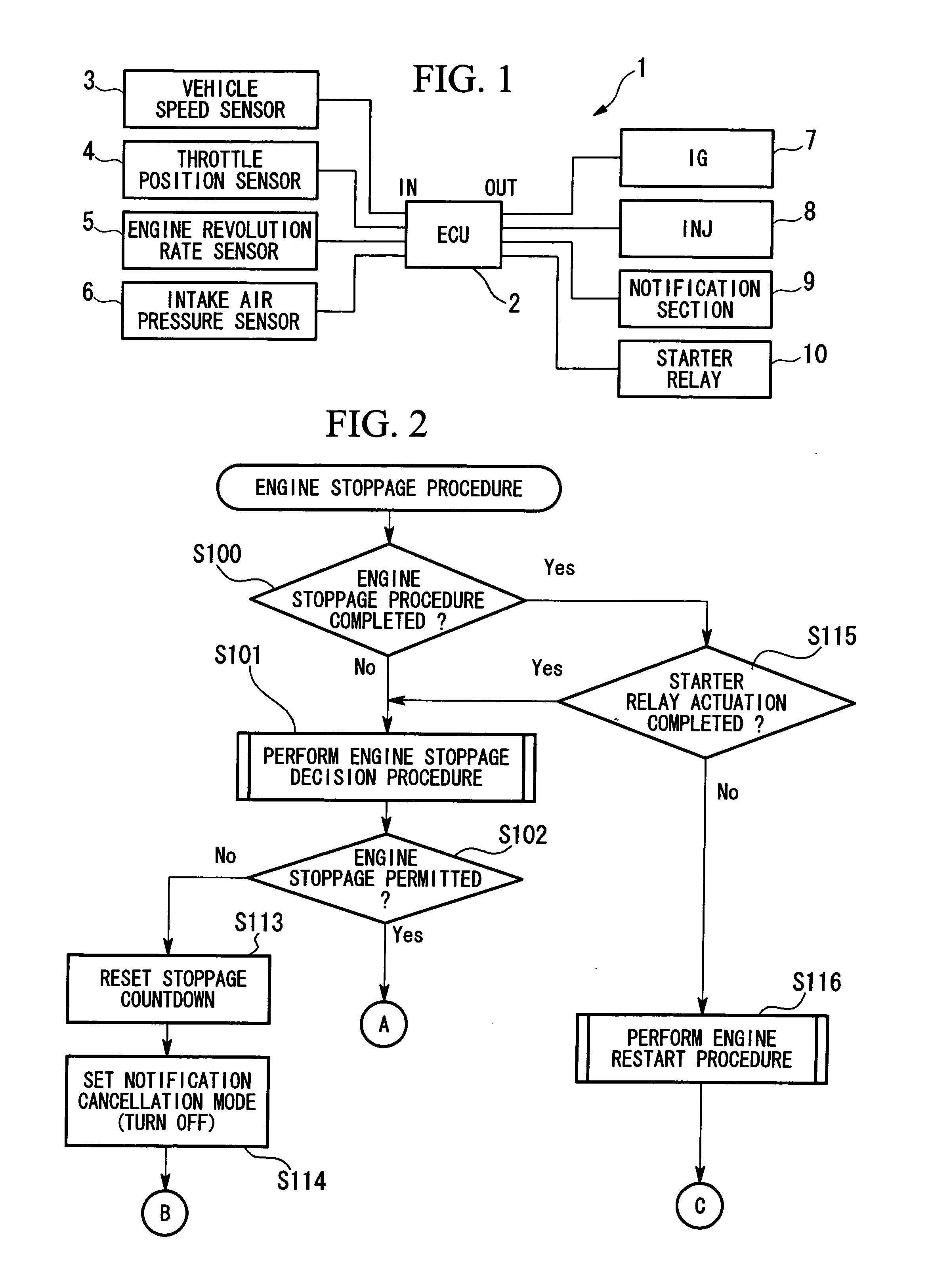 Engine stoppage notification apparatus