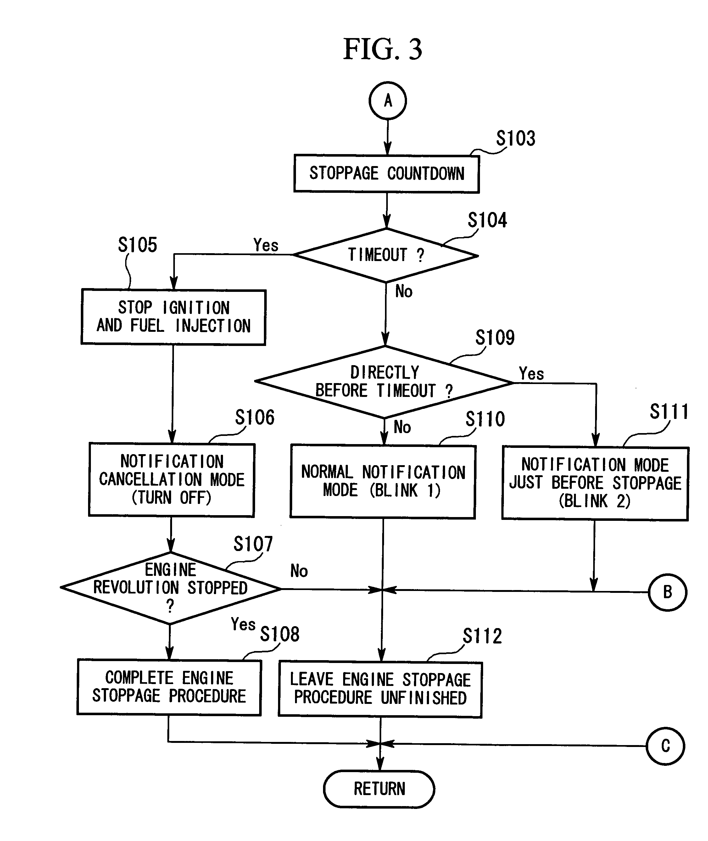 Engine stoppage notification apparatus