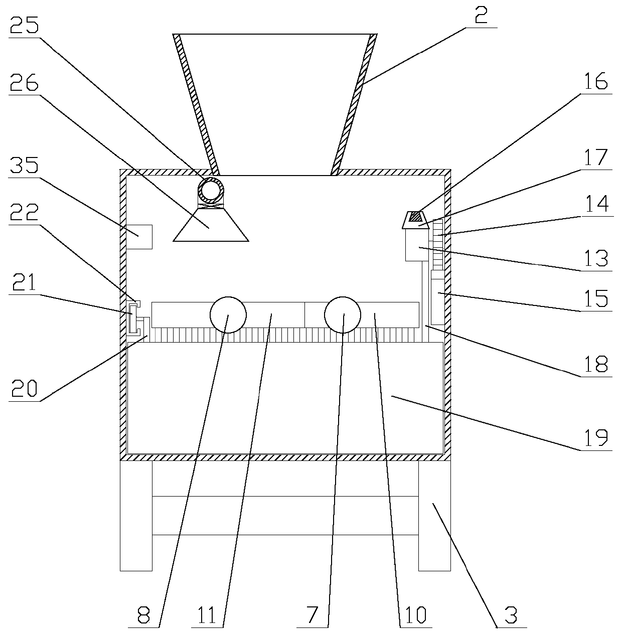 Safe and reliable double-shaft stirrer with thoroughly discharging function