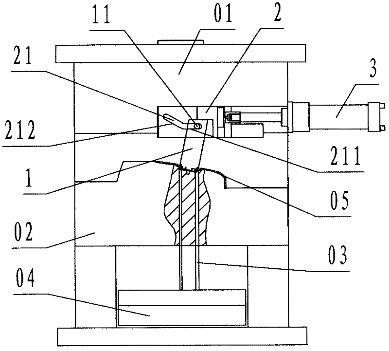 Slanting slider locking slanted extracting device of fixing mold of injection mold