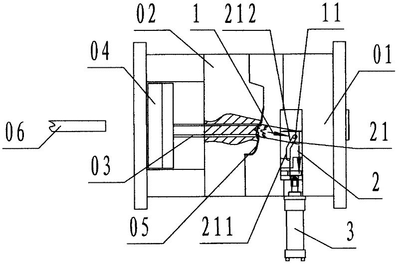 Slanting slider locking slanted extracting device of fixing mold of injection mold