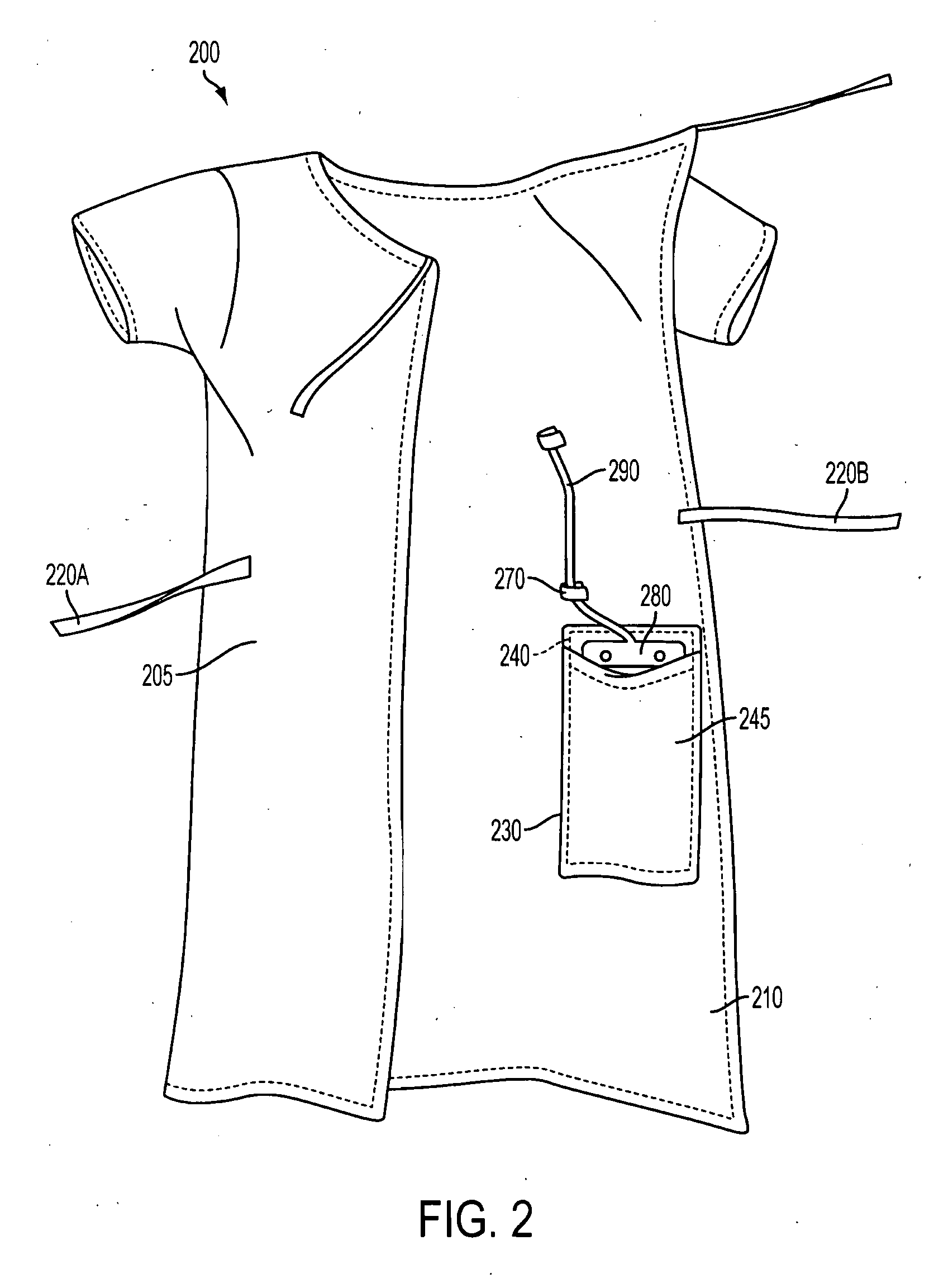 Attachable, constraint-free external drainage device support structure for use with standard hospital garments and patients' own clothing