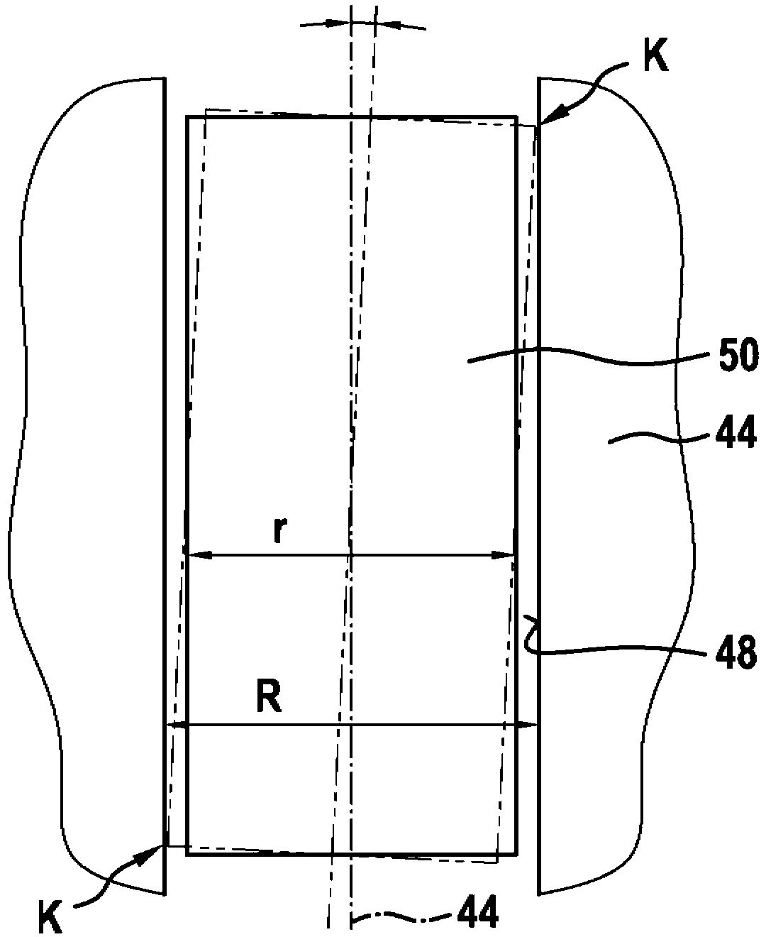 Bearing element having a roller rotatably mounted therein, in particular in the drive of a pump piston of a high-pressure fuel pump