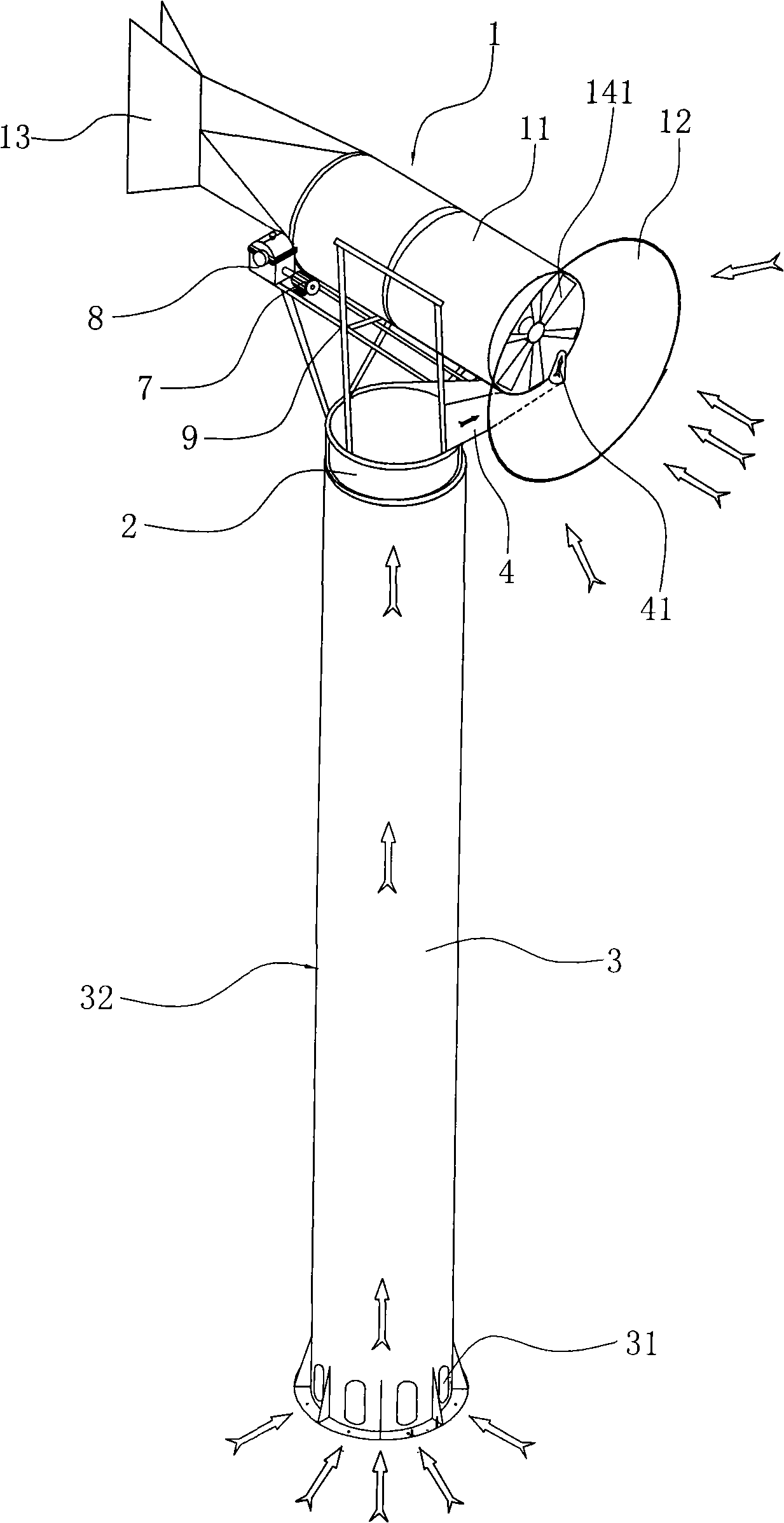 Wind collection type barrel type cross axis power generation system