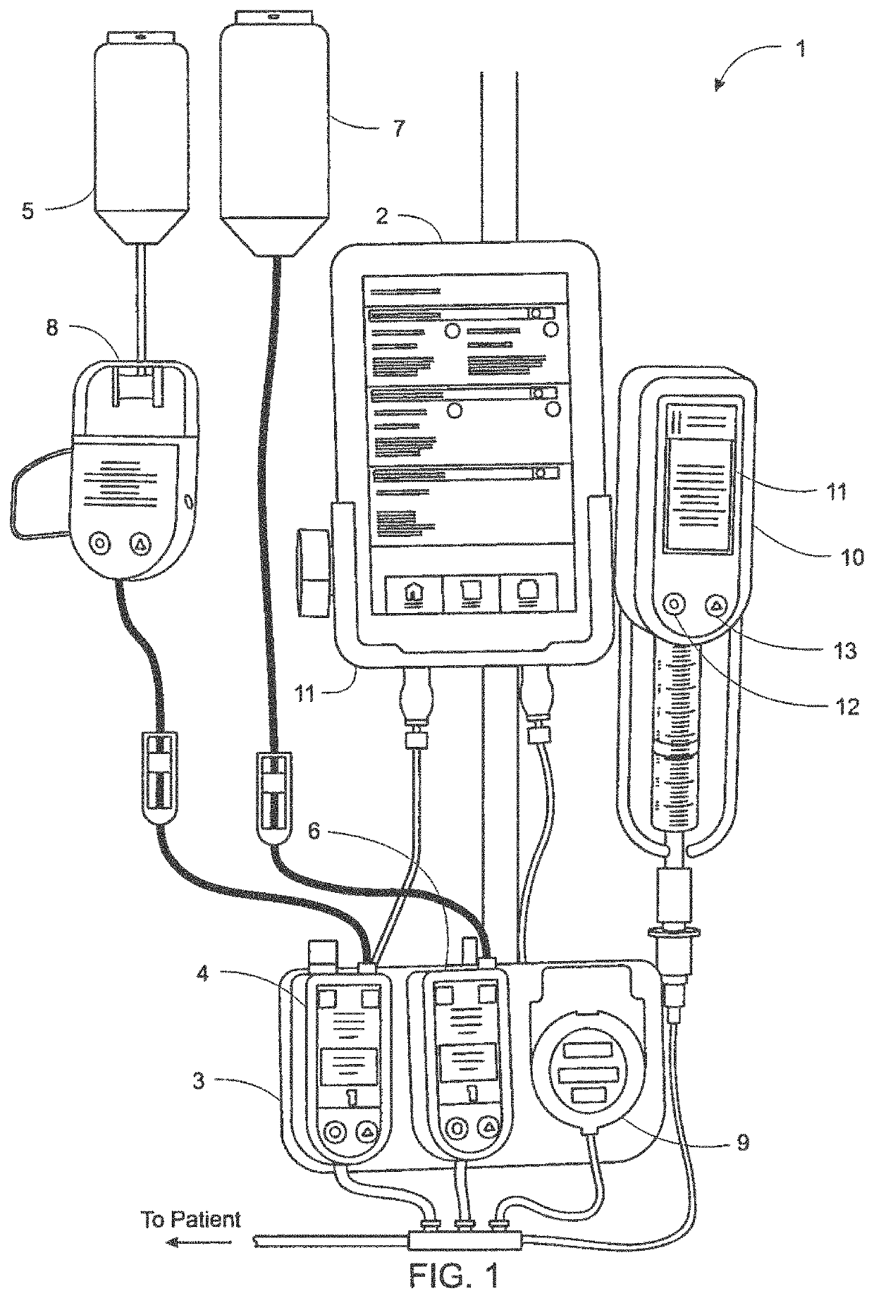 Syringe pump having a pressure sensor assembly