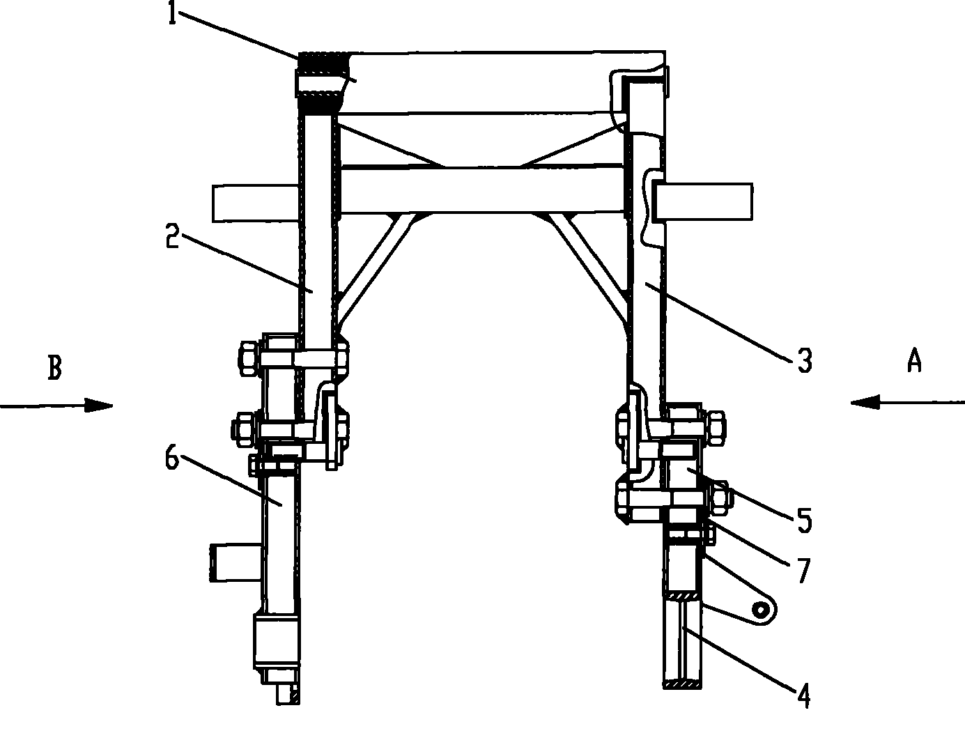 Vehicle automatic correction brake co-axial combined bottom fork