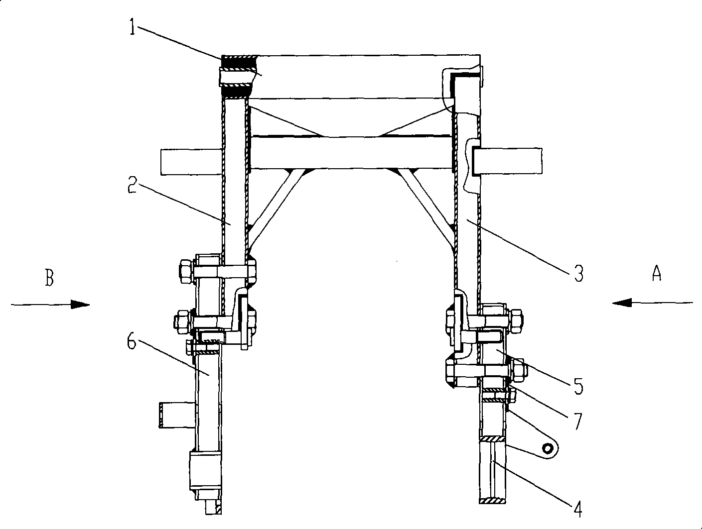 Vehicle automatic correction brake co-axial combined bottom fork