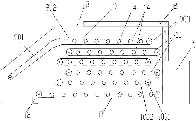 Transmission device of chain plate circulation type tea leaf withering drying machine and work method thereof