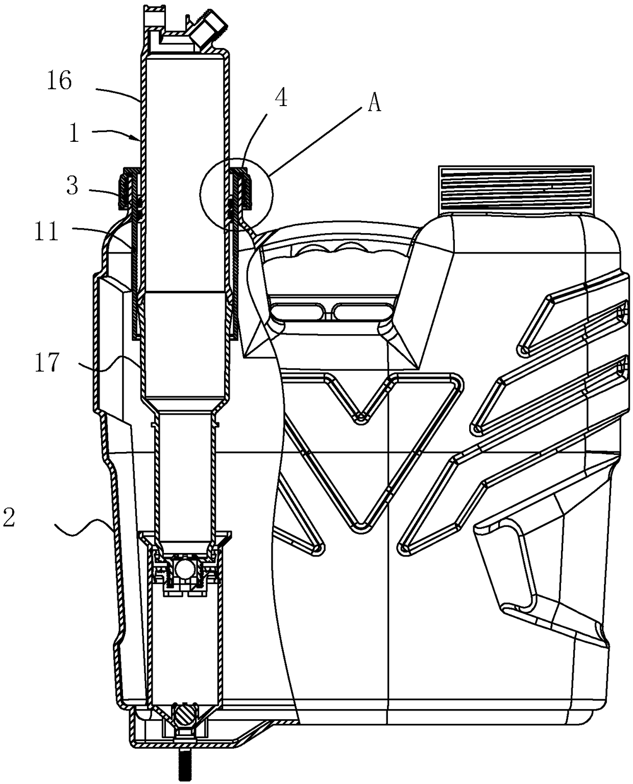 Sealing connecting structure used for atomizer air chamber and outer barrel body