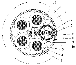 Strong-current signal composite cable for submarine and production method thereof