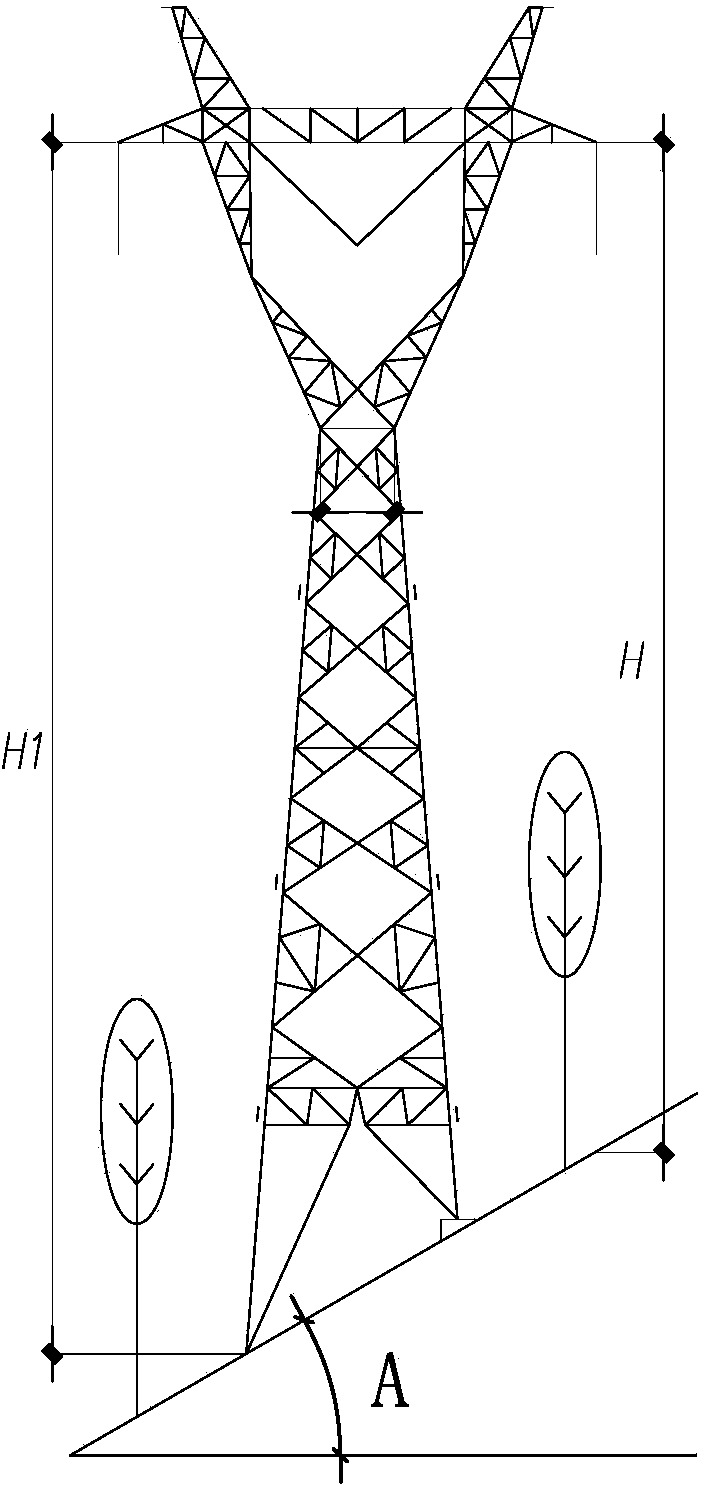 Single-circuit power transmission line straight line side slope tower