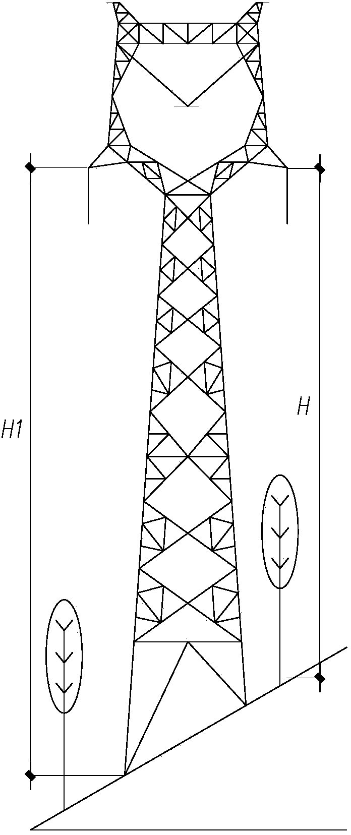 Single-circuit power transmission line straight line side slope tower