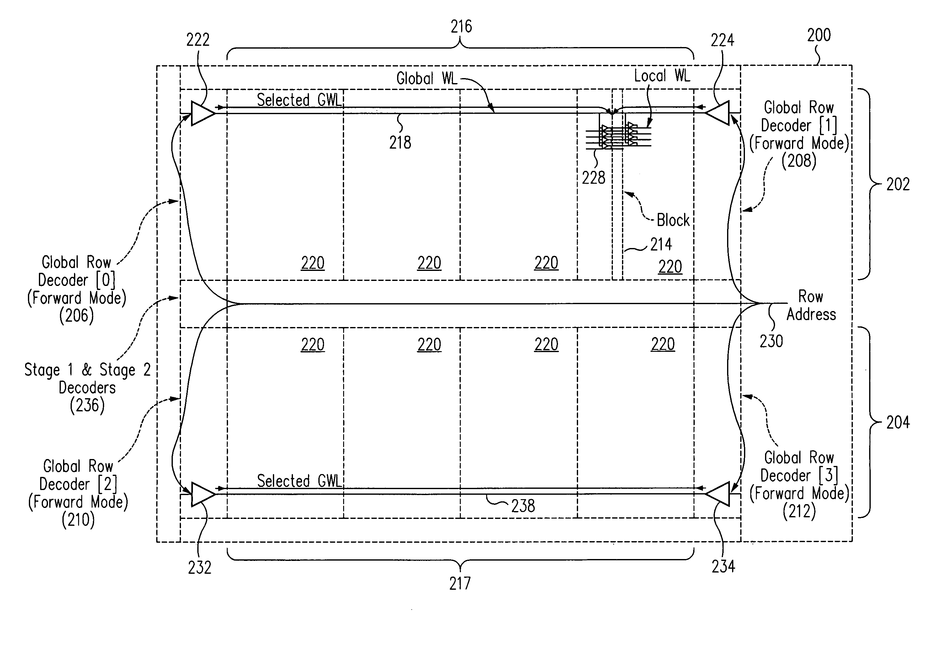 Dual-mode decoder circuit, integrated circuit memory array incorporating same, and related methods of operation