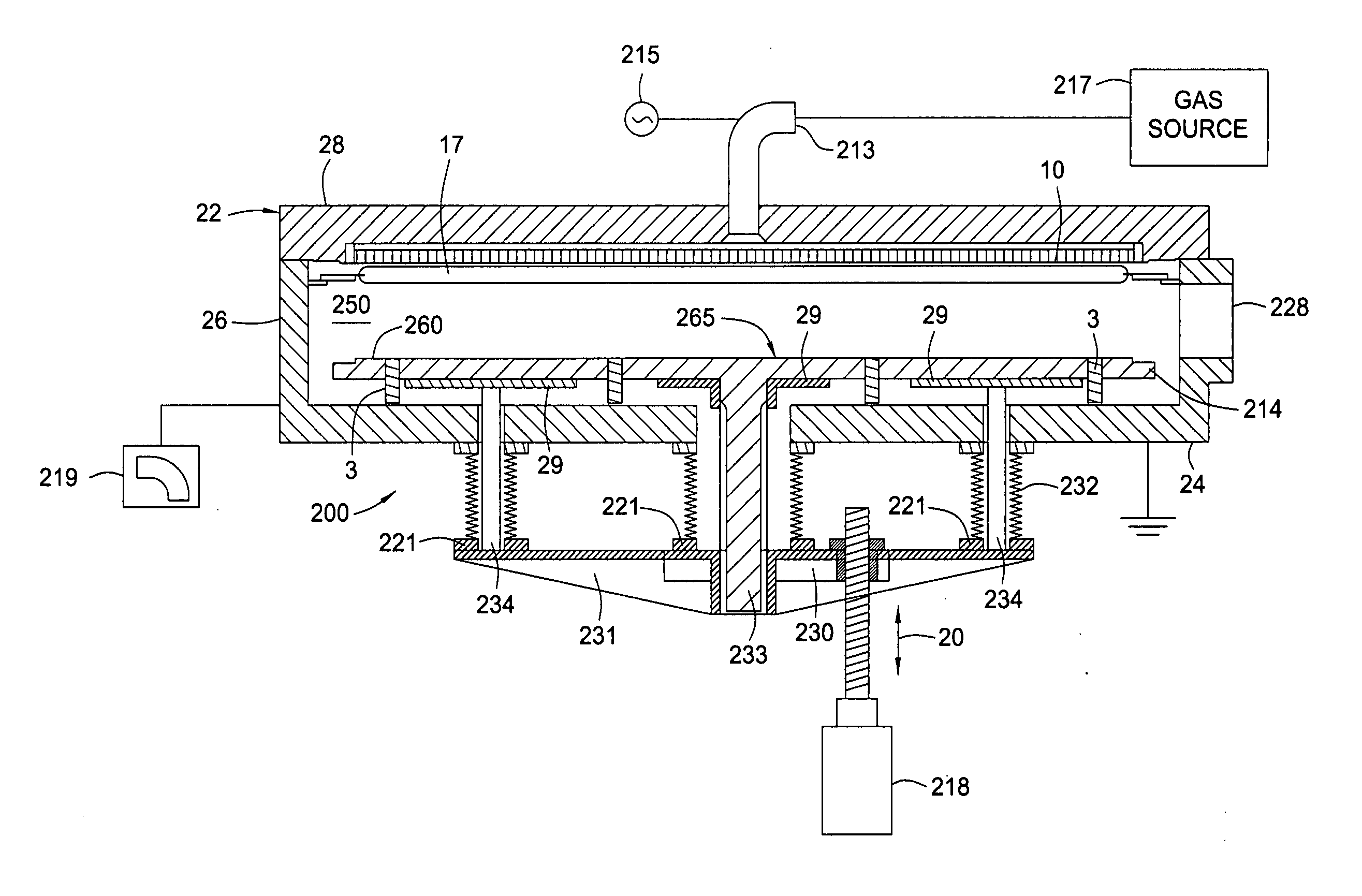 PECVD susceptor support construction