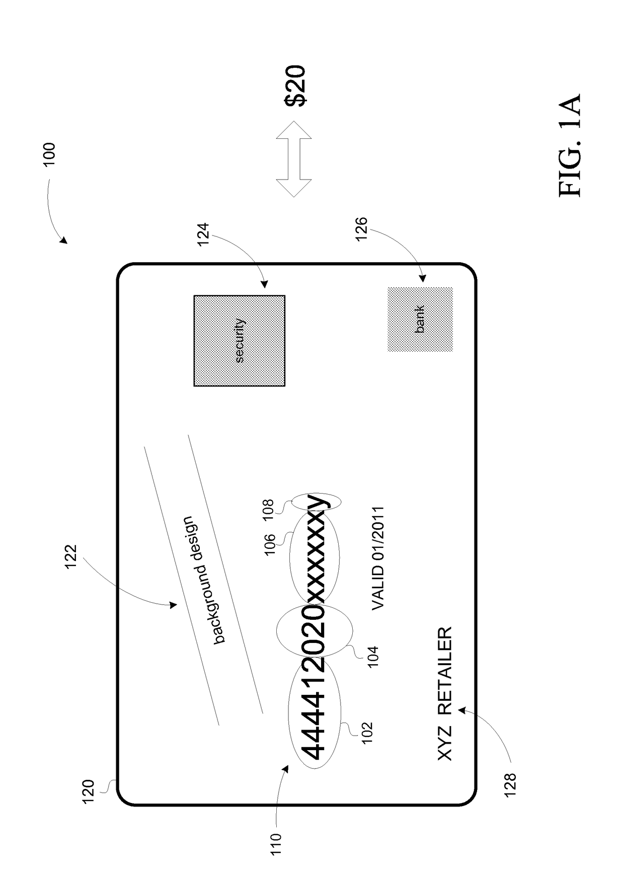 Card including account number with value amount