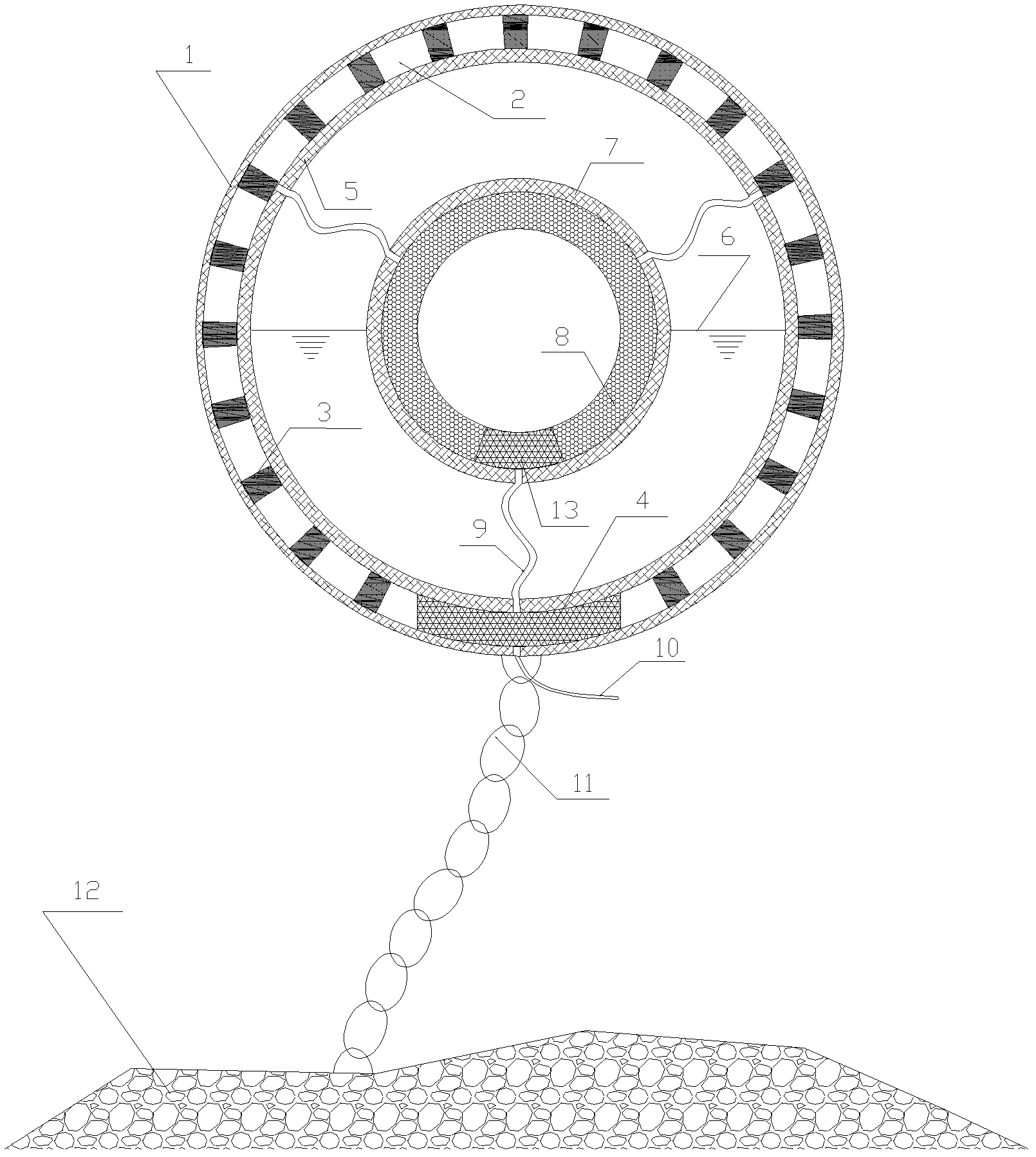 Nested floated-pendulous type wave power generating device