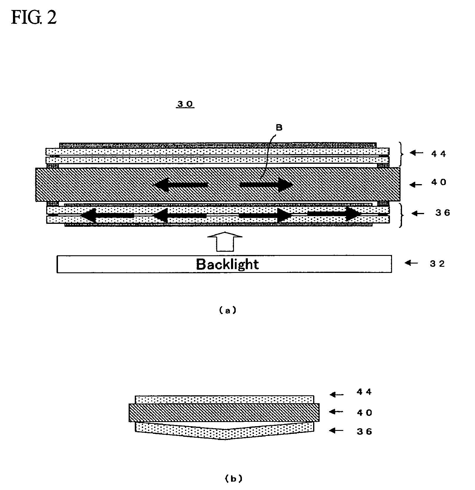 Stereoscopic image display device having negative pressure regions within