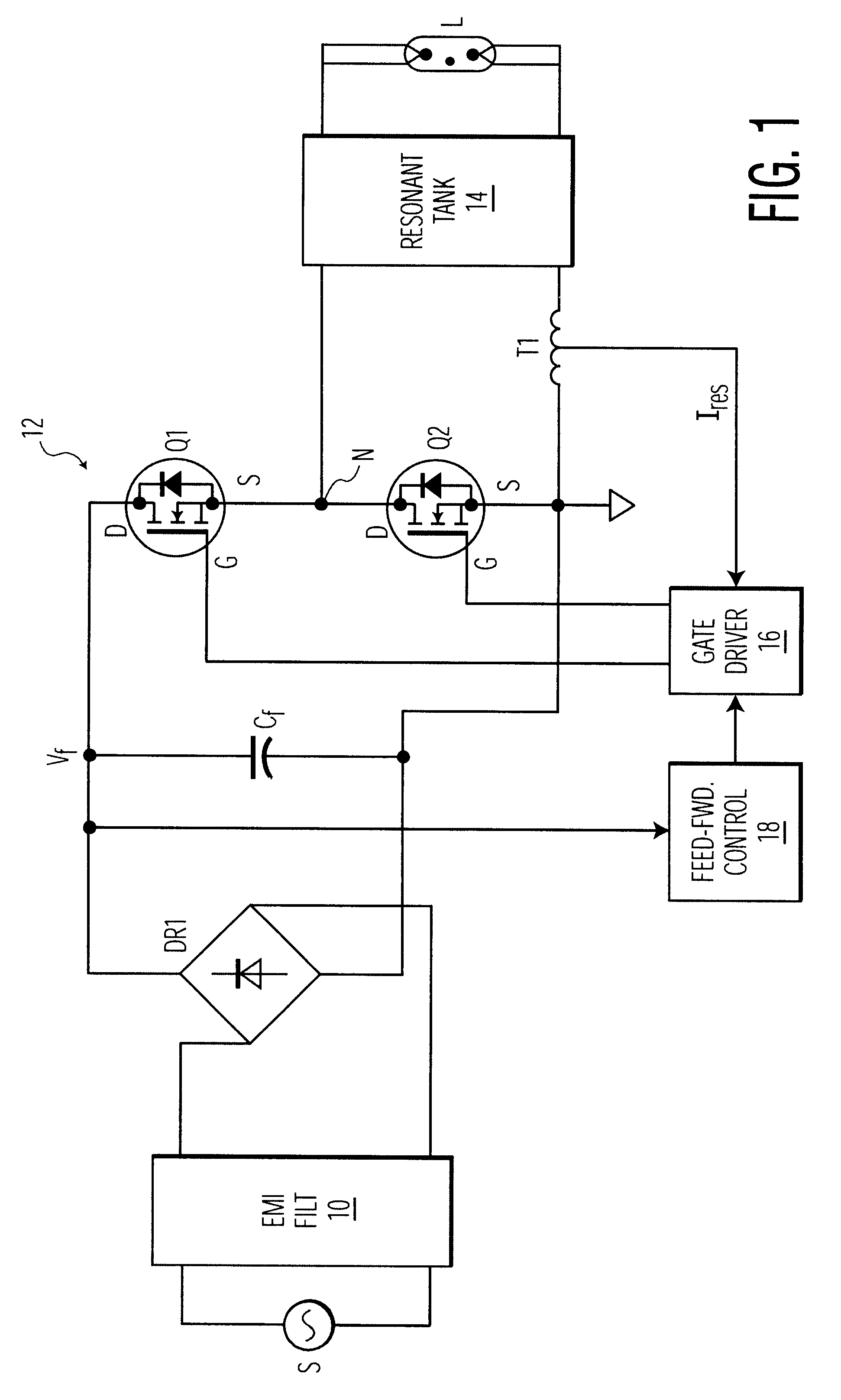 Electronic ballast with feed-forward control