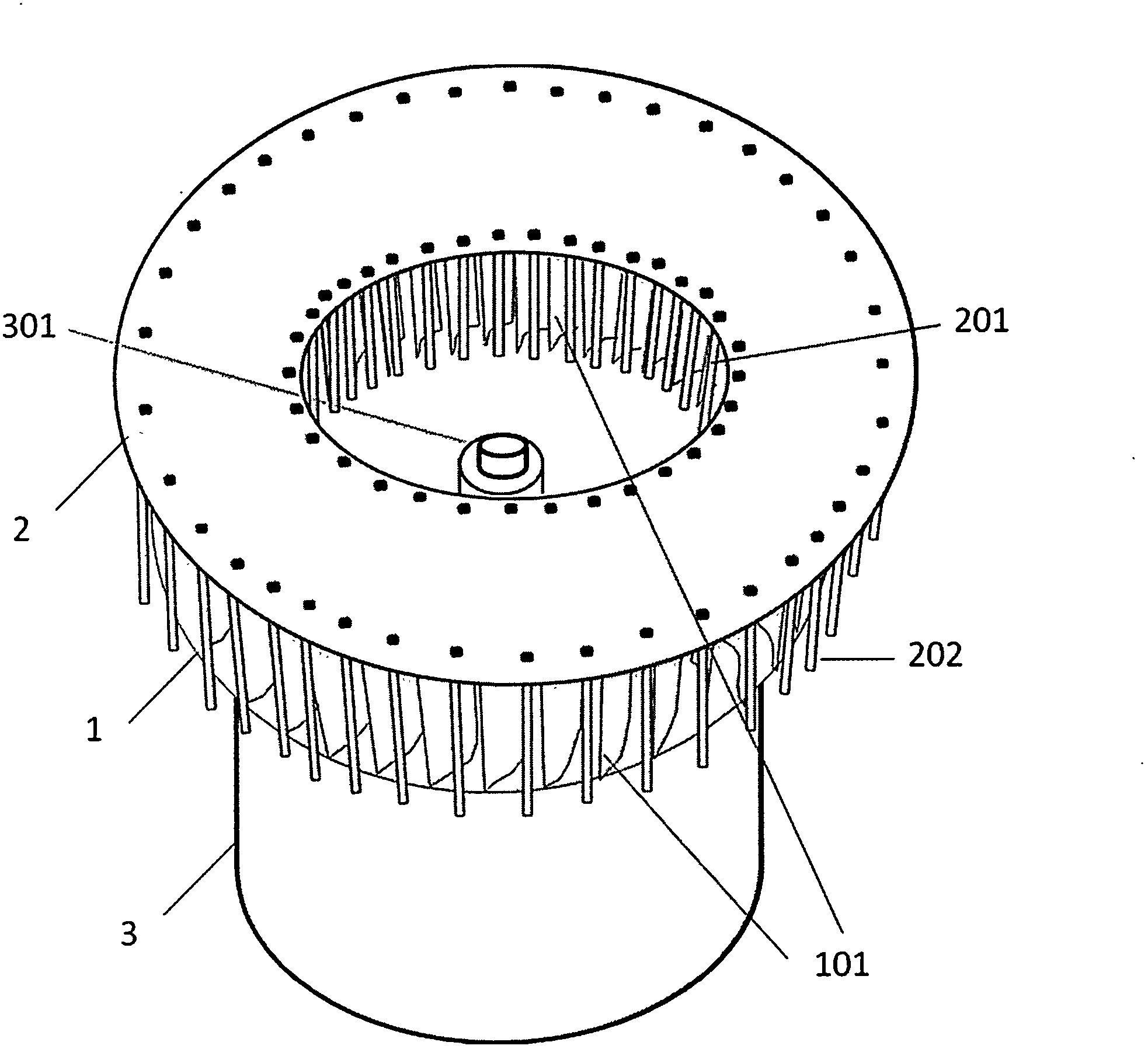 Wind wheel electrode discharging device