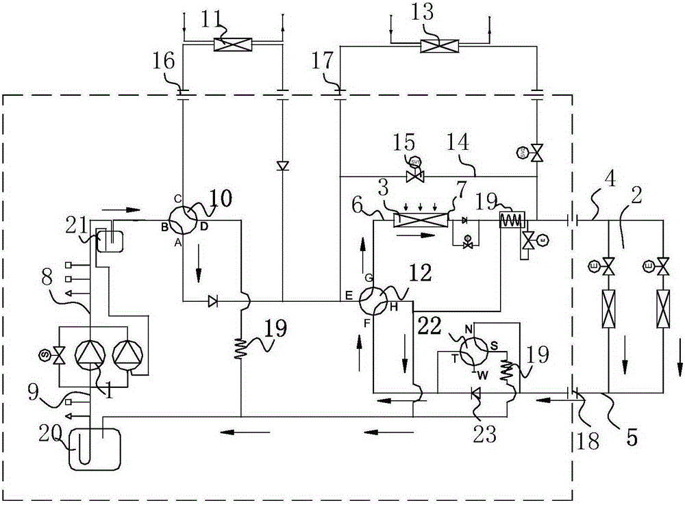 Multi-connected heat recovery air conditioning system and its operation method