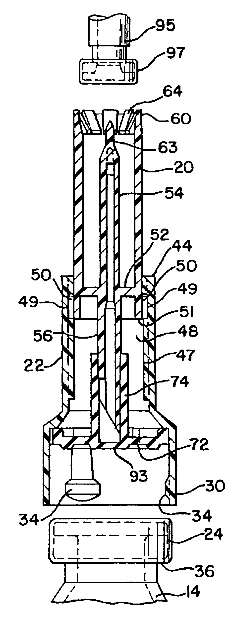 Sliding reconstitution device with seal