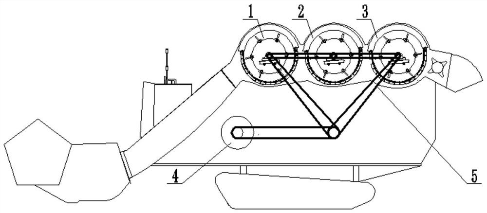 A Timing Transmission System and Grain Combine Harvester for Suppressing Multi-Drum Threshing Vibration