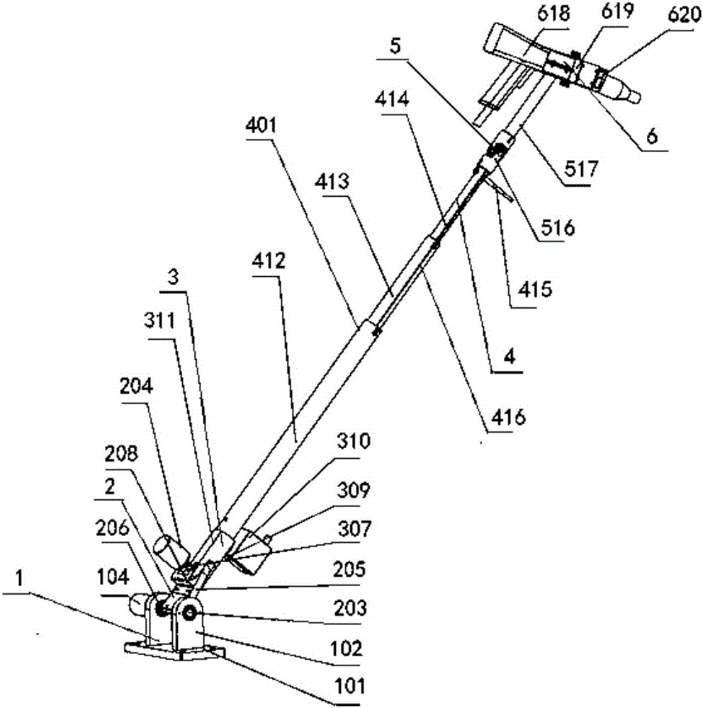 Telescopic spraying teaching mechanism with hemispherical operation range