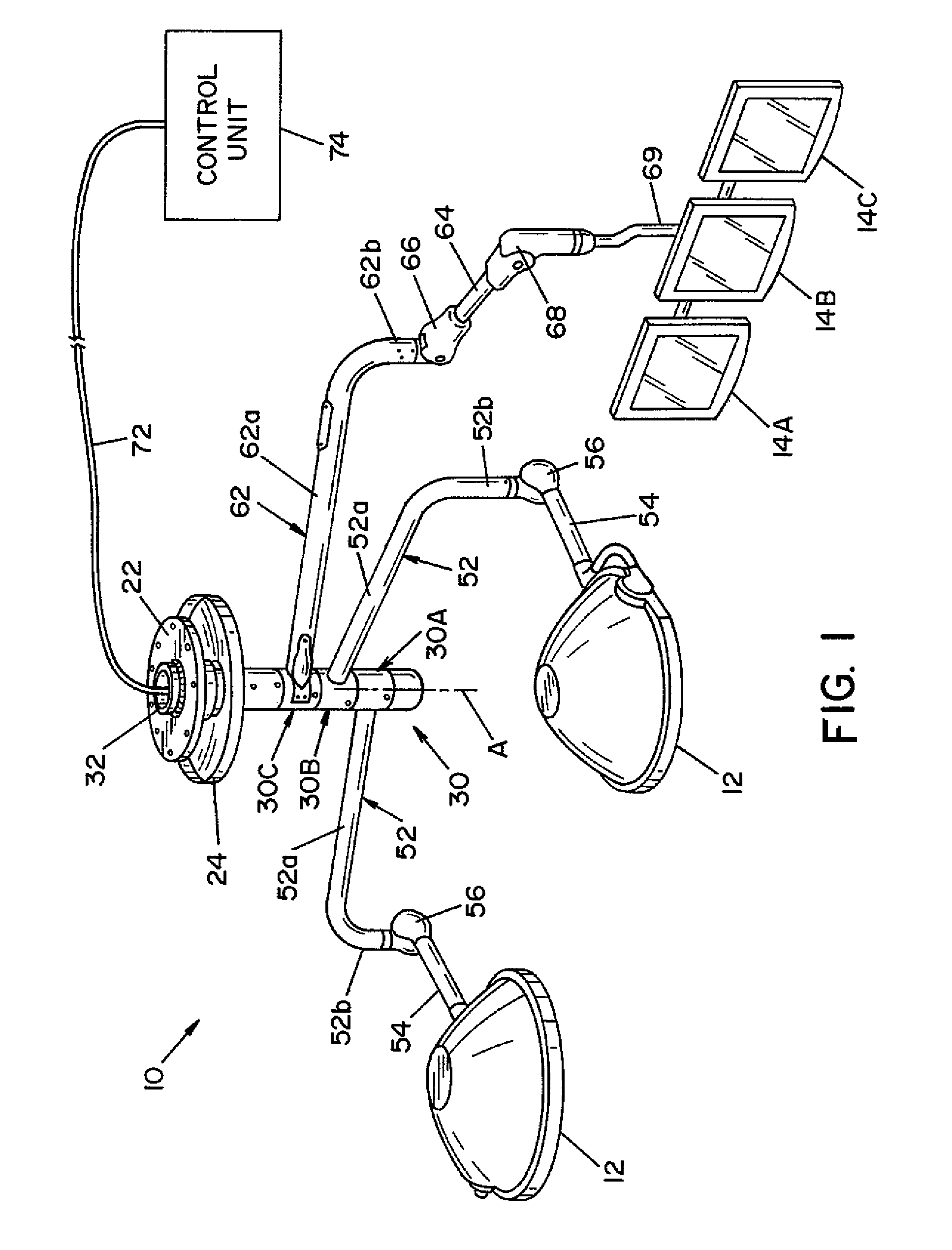 Internal cable management system for movable support arm