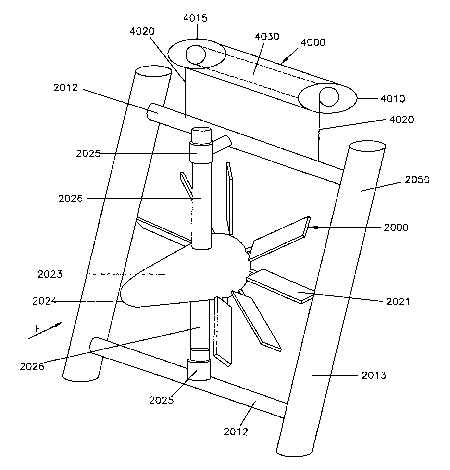 Offshore power generator with current, wave or alternative generators