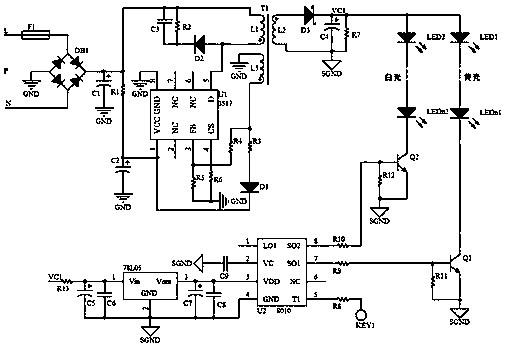 LED touch stepless light-modulation color temperature adjusting driving power supply and control method thereof