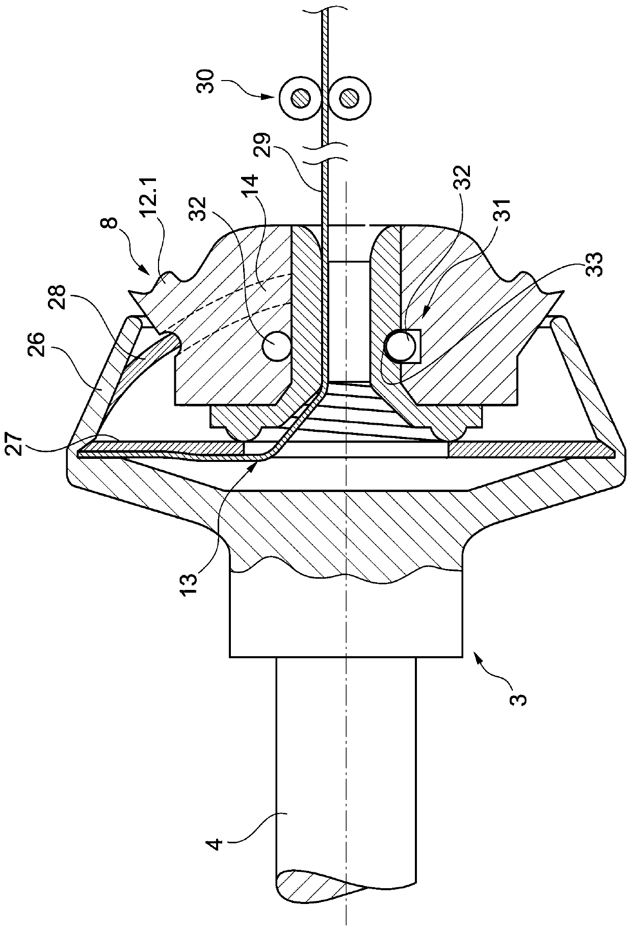 Nozzle fastening system for open-end rotor spinning device