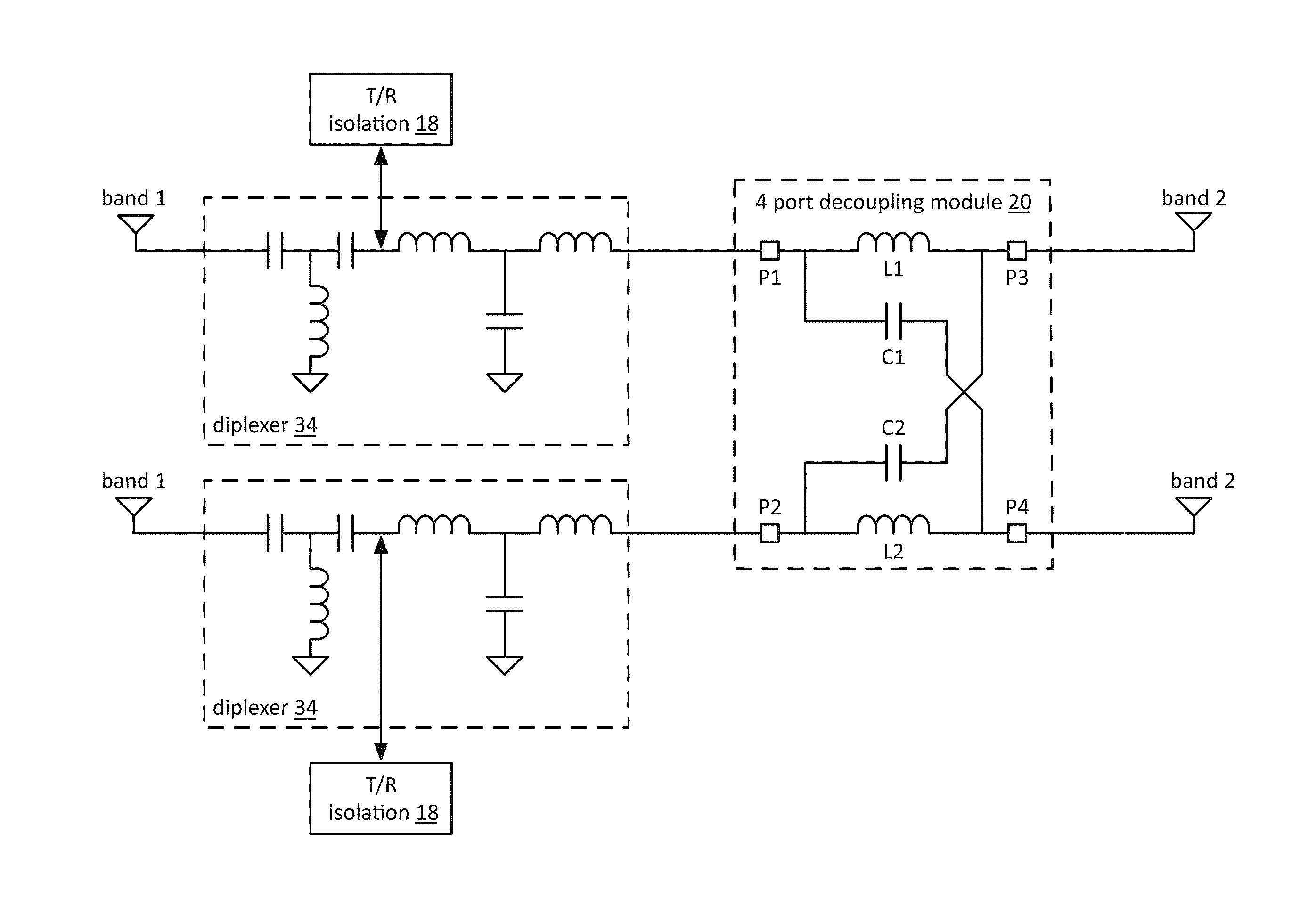 Dual band WLAN MIMO high isolation antenna structure