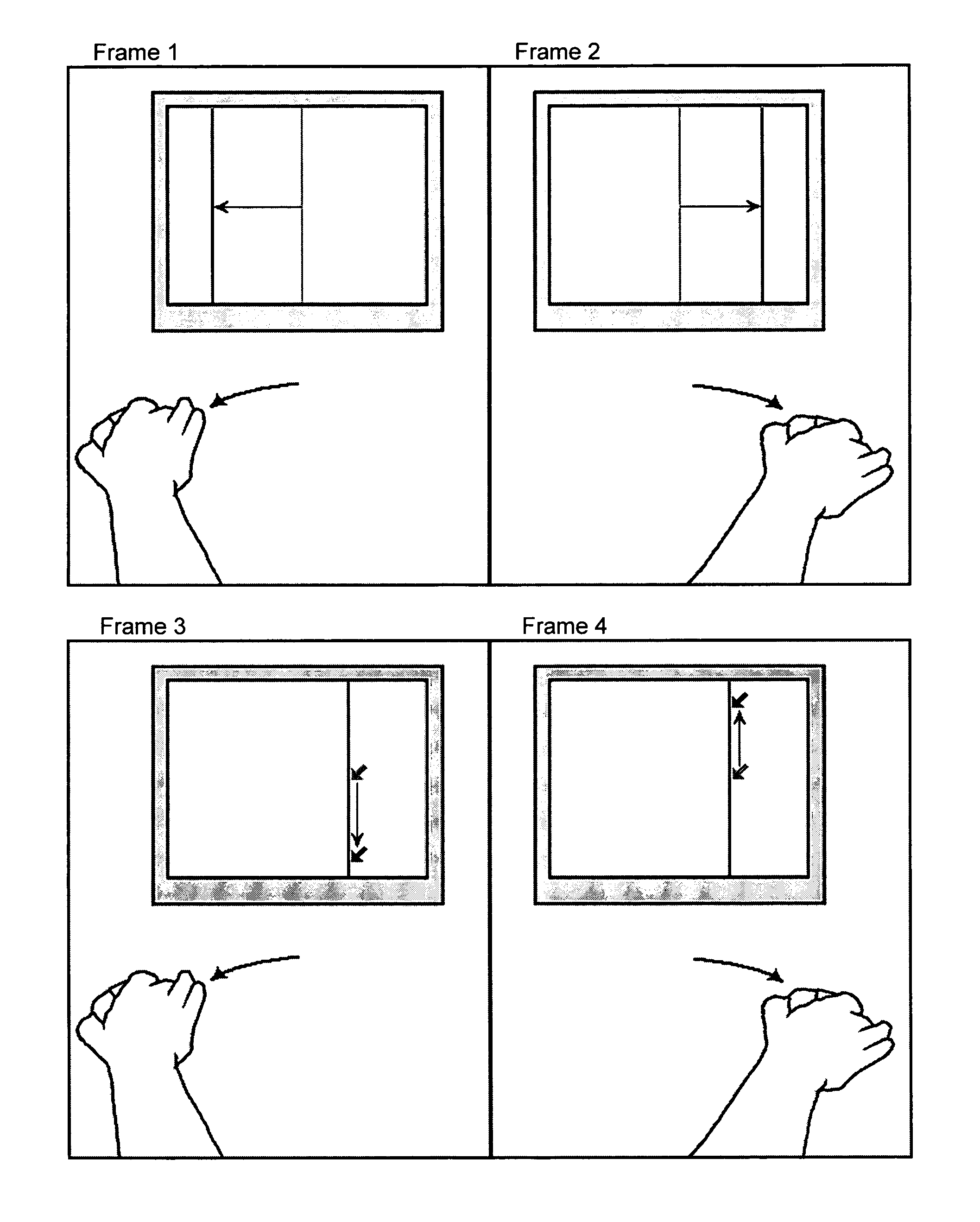 Process and apparatus for providing a one-dimensional computer input interface allowing movement in one or two directions to conduct pointer operations usually performed with a mouse and character input usually performed with a keyboard