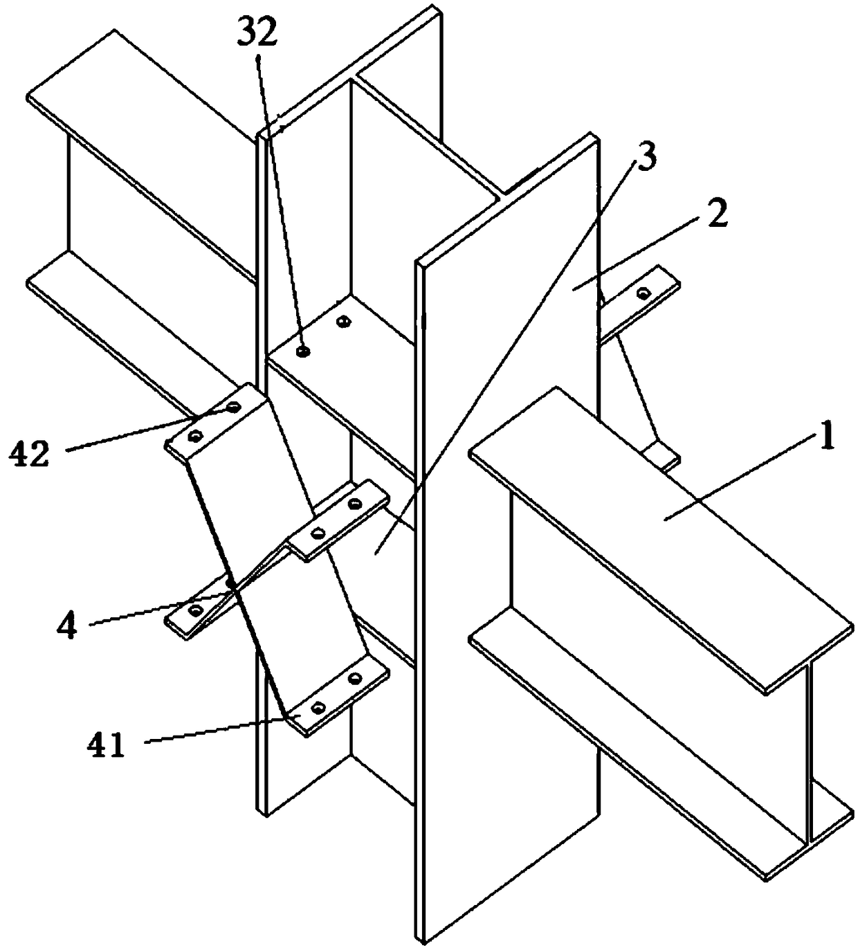 X-shaped rib steel beam-column joint reinforcing device