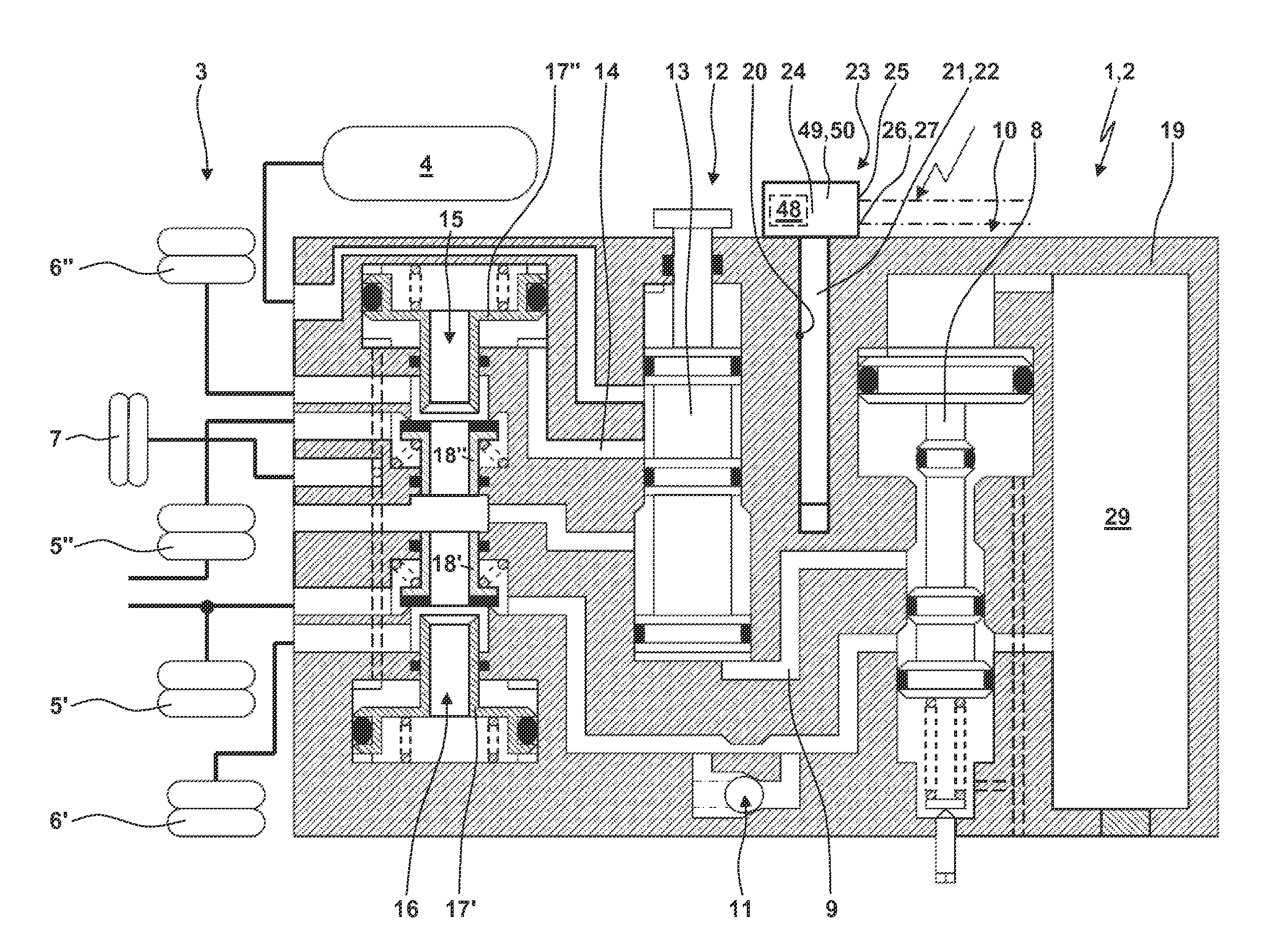 Lift axle valve unit