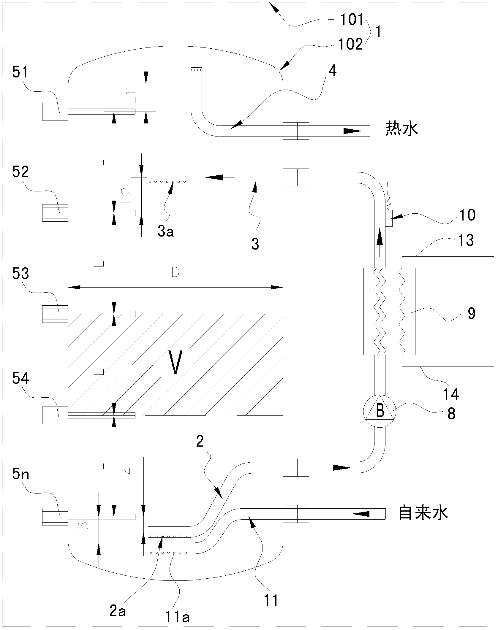 Water storage tank and water storage type water heater applying the same