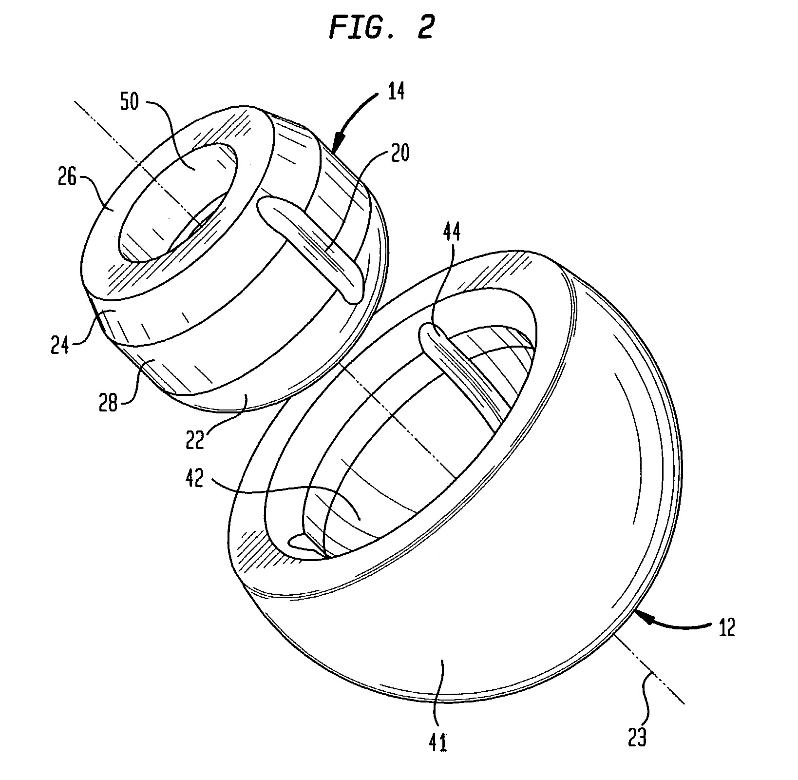 Partially constrained ball and socket