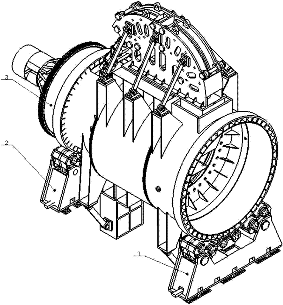 Supporting device of rolling wheel of rotary rack of radiation oncology equipment