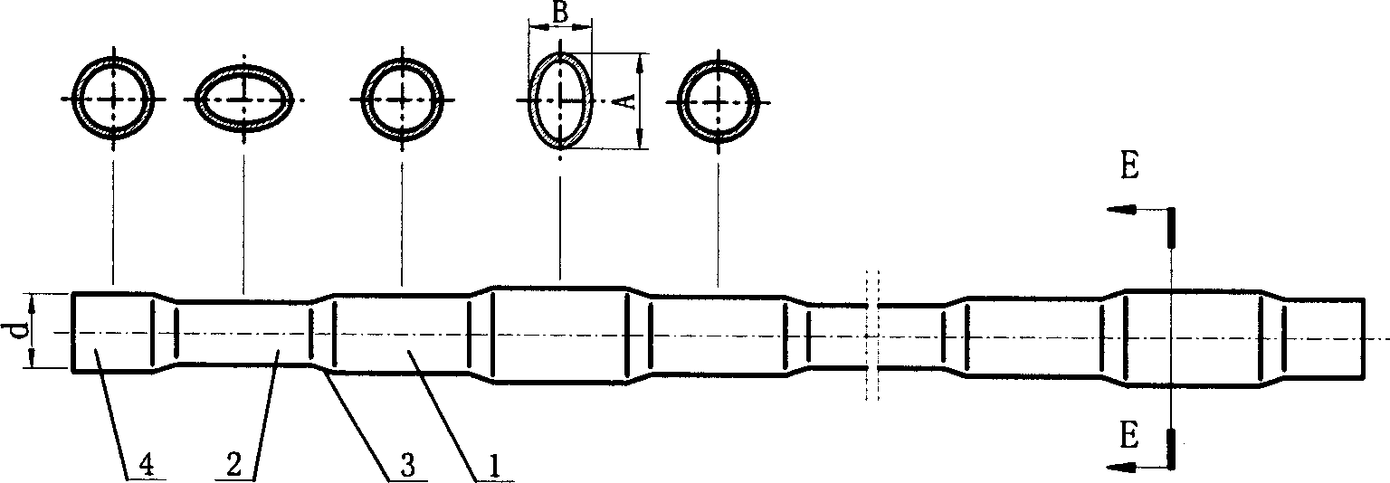 Intensified heat exchange tube with intersectional zoomed sections of circle-ellipse