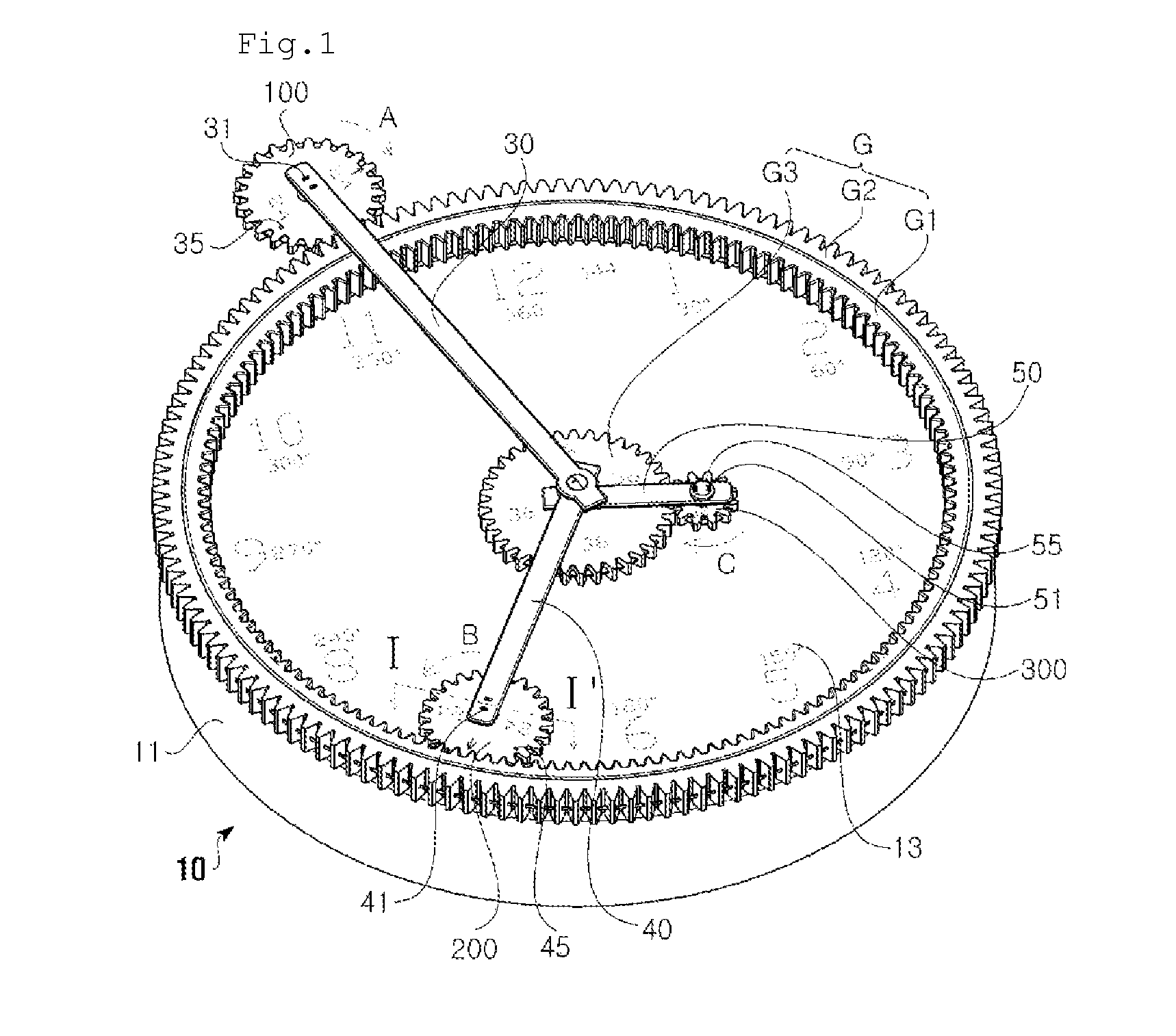 Watch having gears for observation