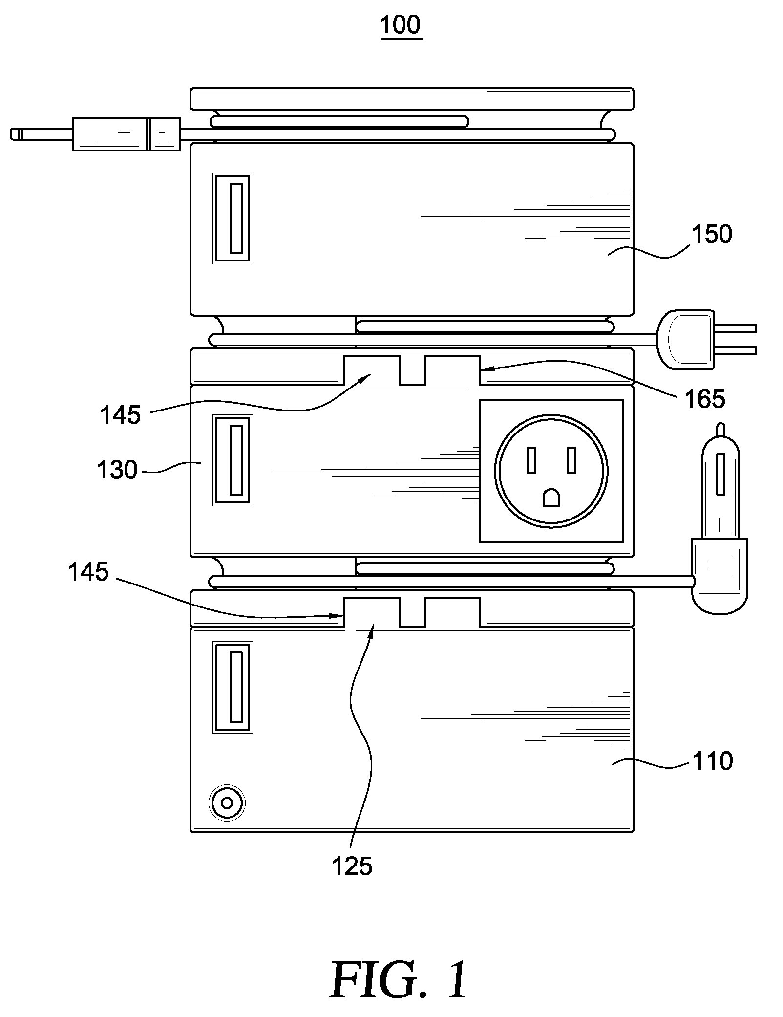 Modular power supply comprising an AC module, DC module and an electric charge storage module