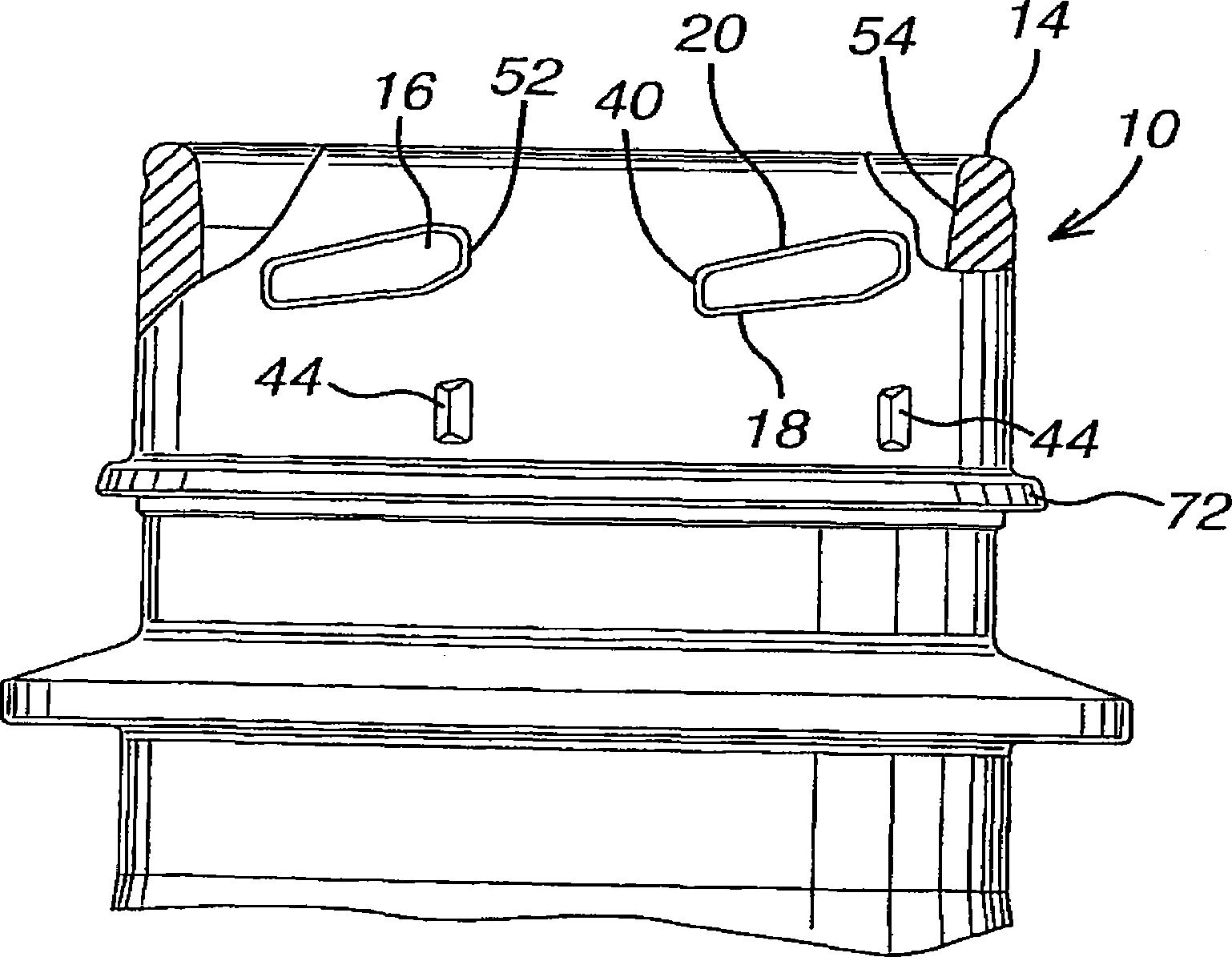 Bottle and closure assembly with locking elements