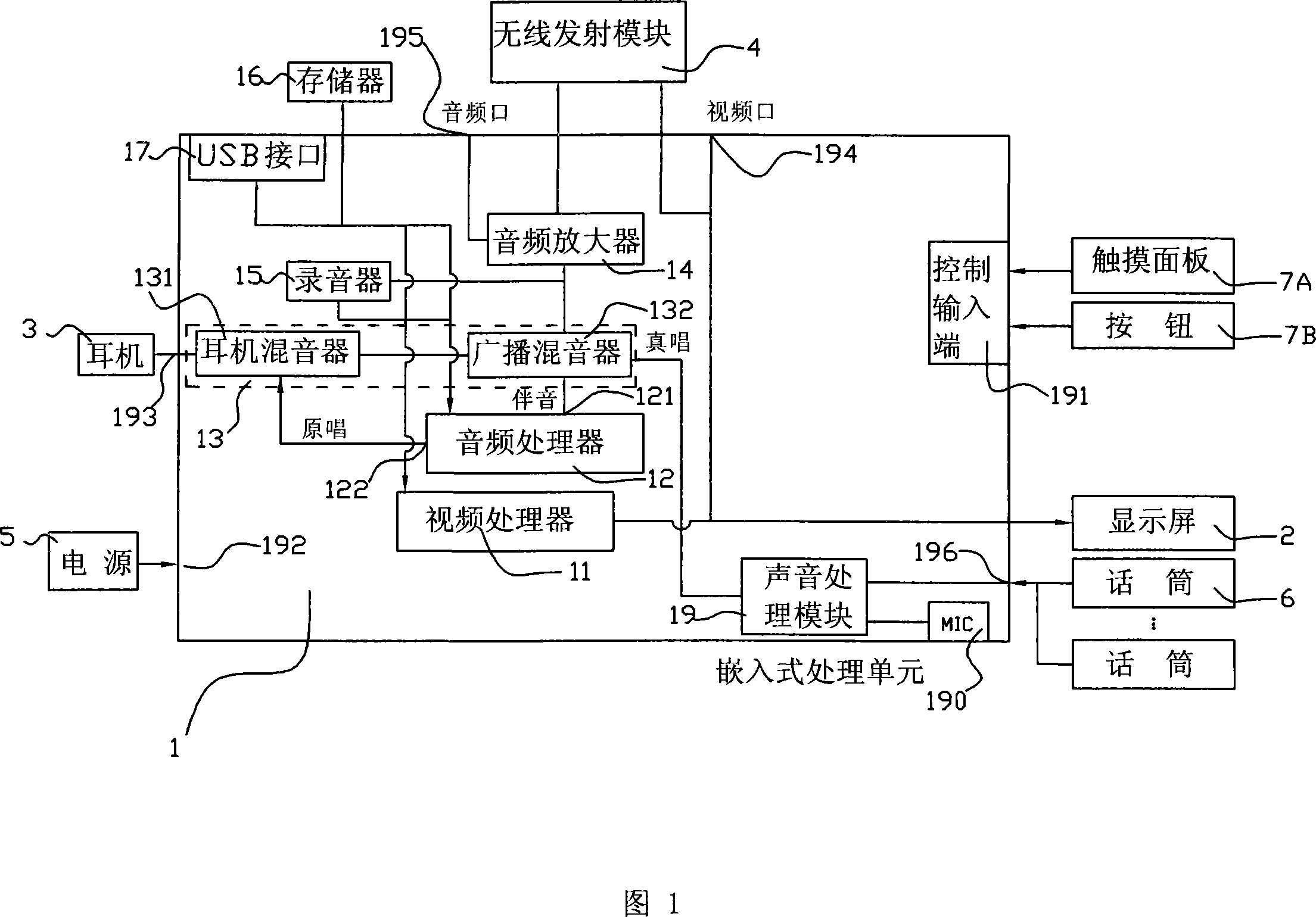 Portable singing system with monitoring function