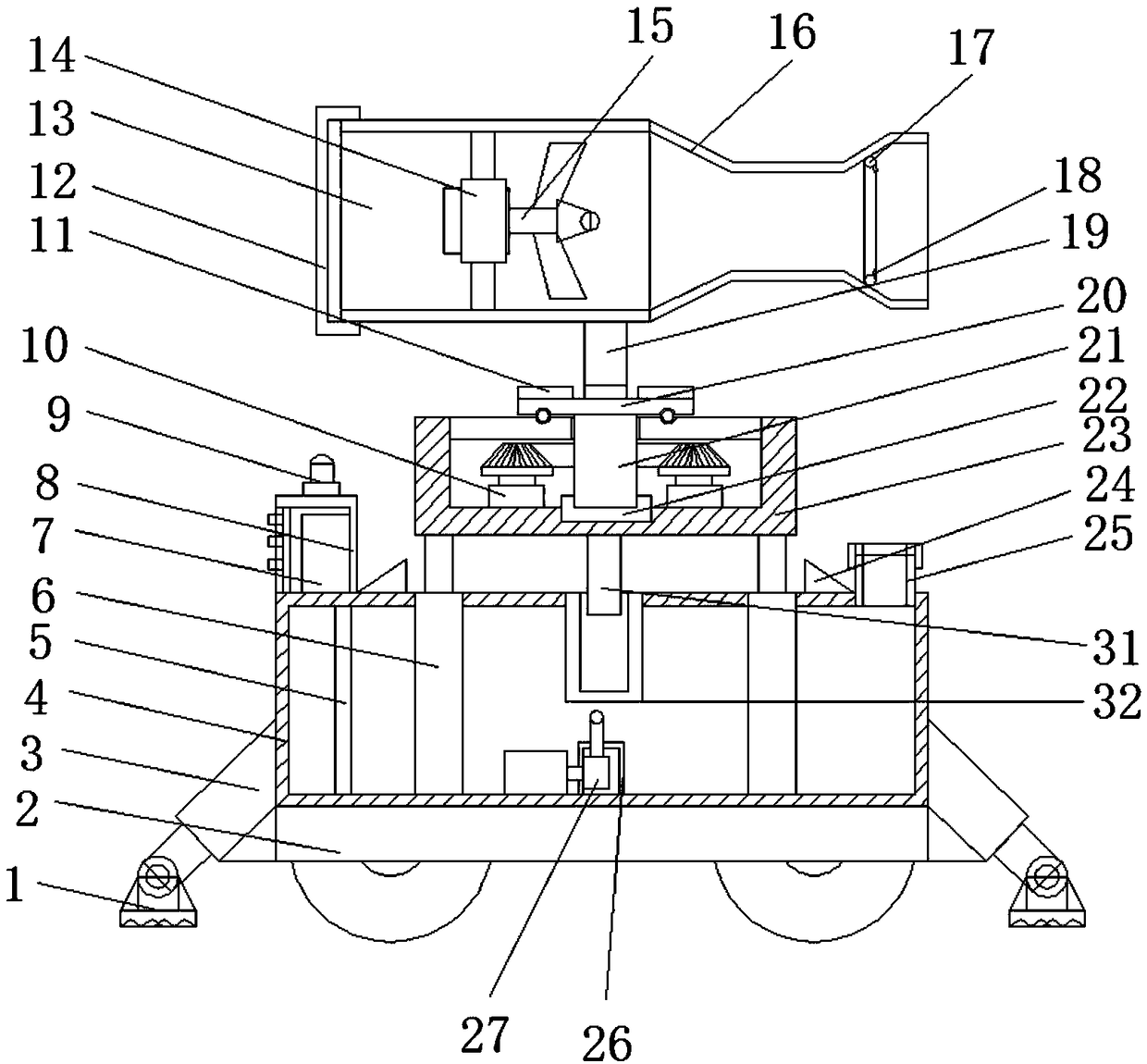 Construction site dust collector based on computer technology with good elevation-adjusting convenience