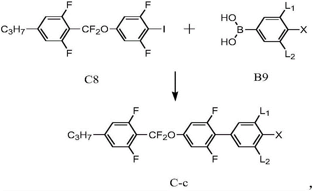 Fluorine-containing liquid crystal containing difluoromethoxy bridged bond and polyfluorobiphenyl group, and composition of liquid crystal