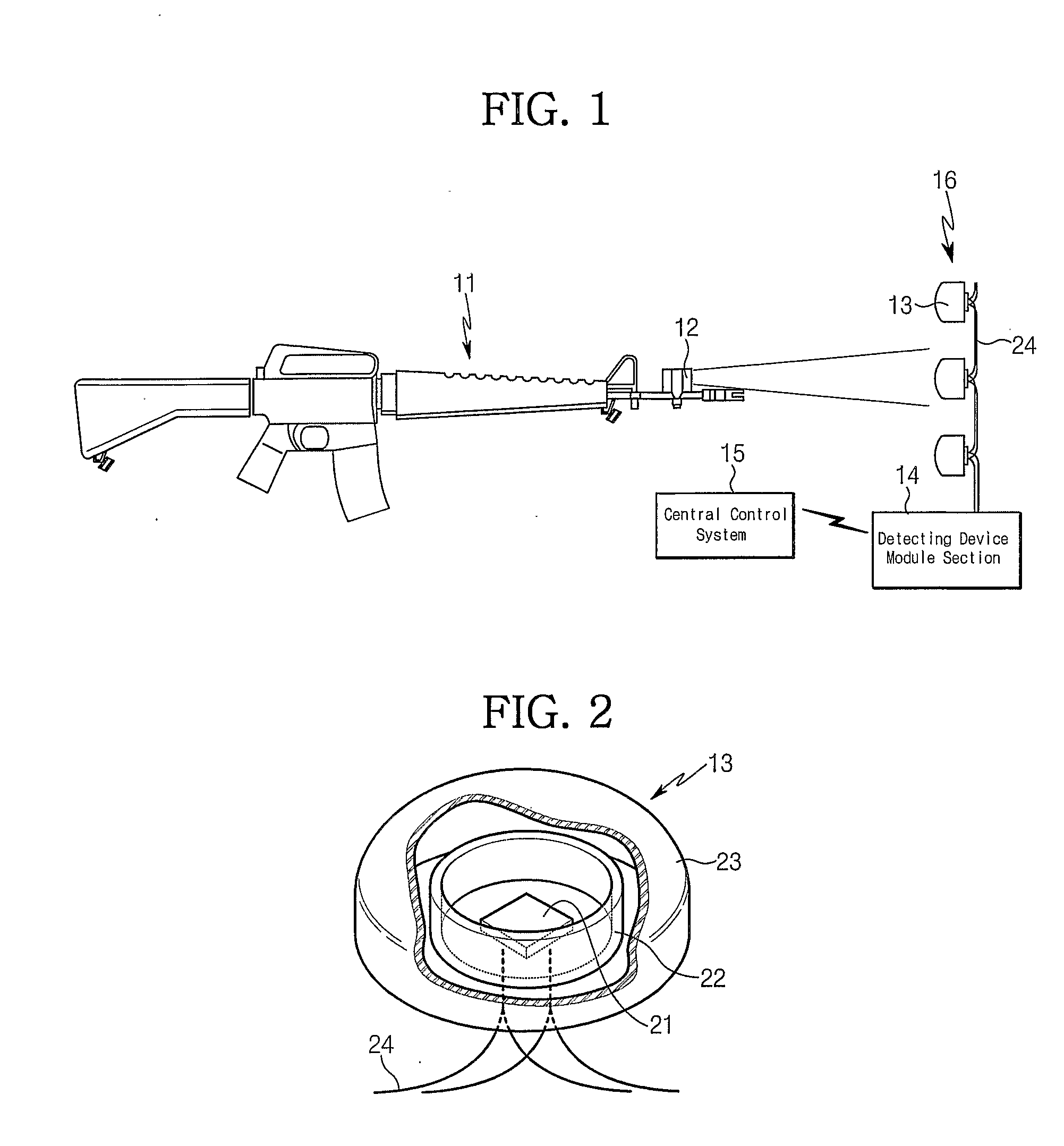 Structure of Detecting Device Used in Miles System and Gun Simulator