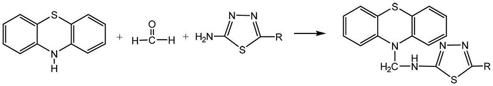 Compounds containing phenothiazinyl and 1,3,4-thiadiazolyl mannich bases and their preparation methods and applications