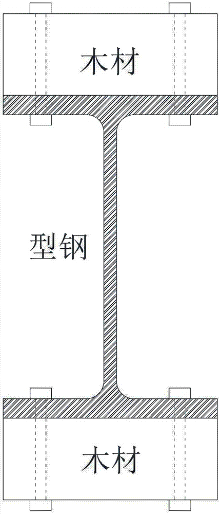 Steel-wood composite beam component and production method