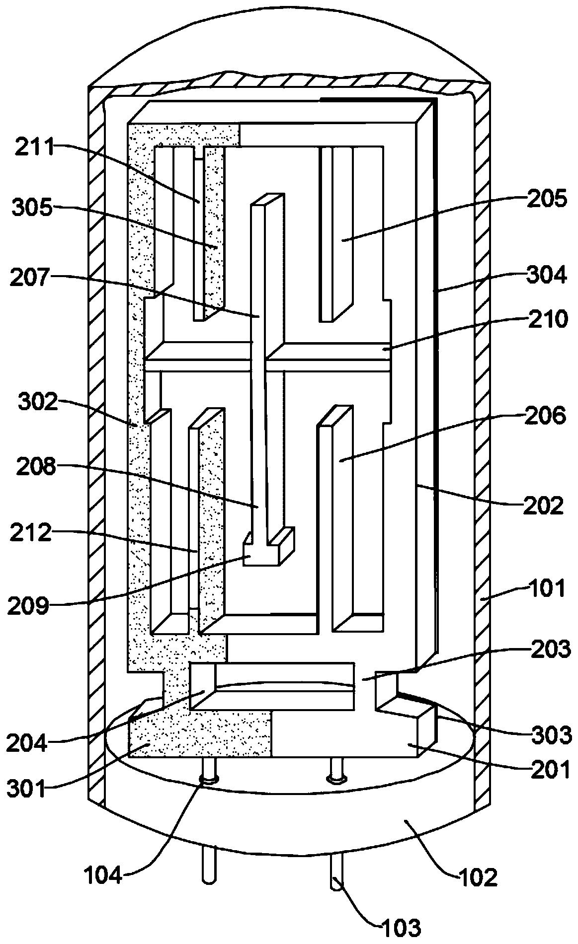 High-stability length expansion die quartz temperature sensor provided with non-contact electrodes