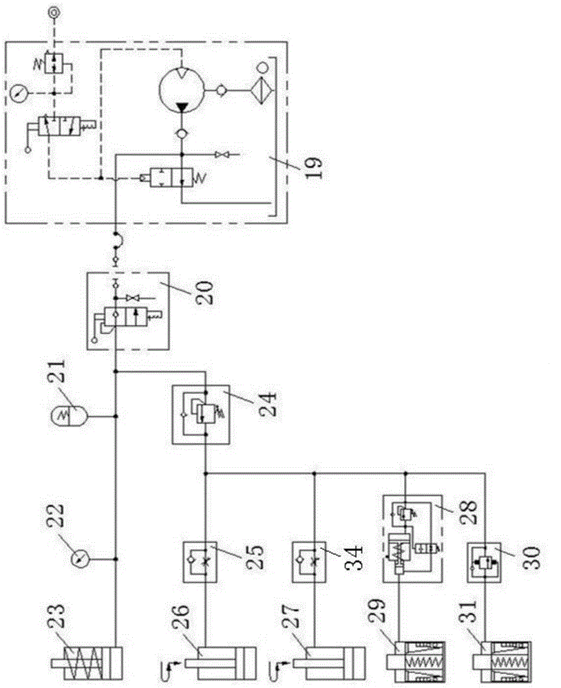 Pressure stabilization compensation device and energy accumulator detection system with same